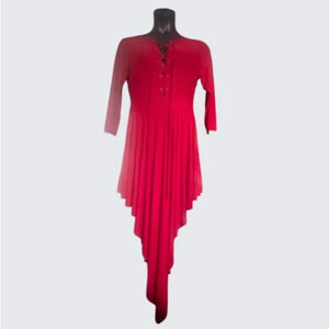 Plus Size Asymmetrical Hem Red Dress
